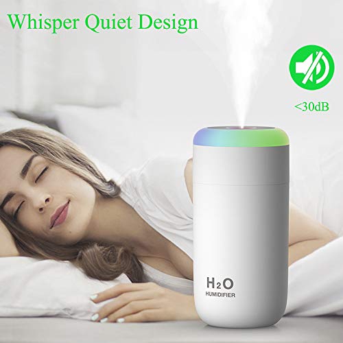 Mini Portable Humidifier 350ml with LED Night Light for Desk and Travel