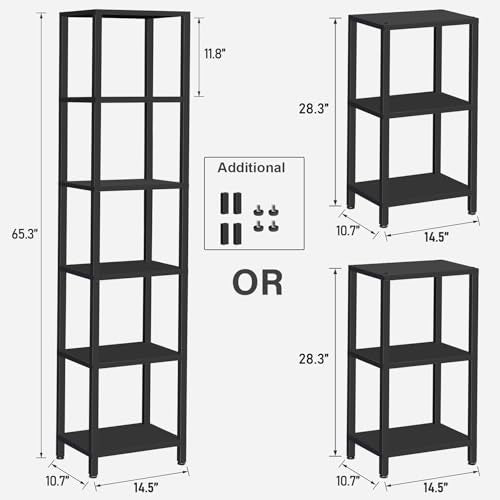 6-Tier Tall Narrow Bookshelf, Skinny Storage Display Shelf for Small Spaces