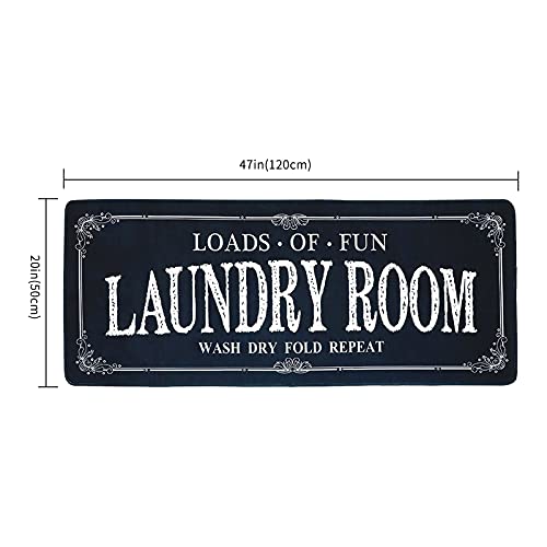 Non-Slip Laundry Runner Rug - 20x47 Inch Farmhouse Kitchen Floor Mat