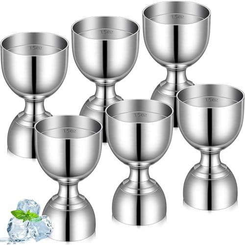 LOYIM 1 oz & 2 oz Stainless Steel Bell Jigger Set - 6-Piece Cocktail Measuring Tools