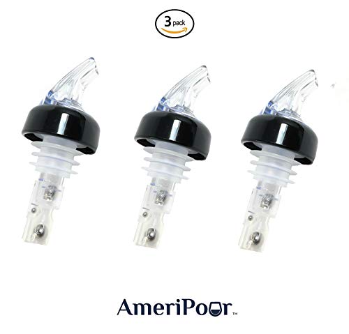 AmeriPour Clear 1.5oz Liquor Pourers - 3 Pack for Oversized Bottles, Made in USA