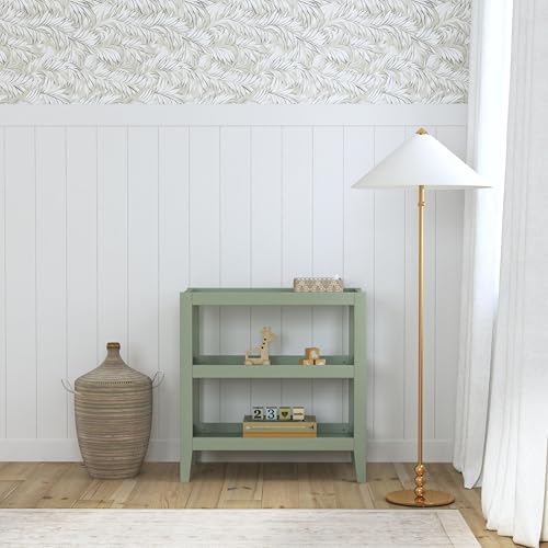 Colby Changing Table with Storage Shelves and Waterproof Pad, Light Sage