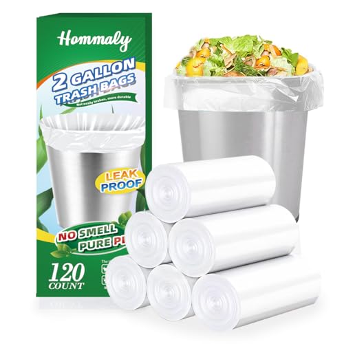 2 Gallon Small Clear Trash Bags - 120 Count Strong Bathroom Liners