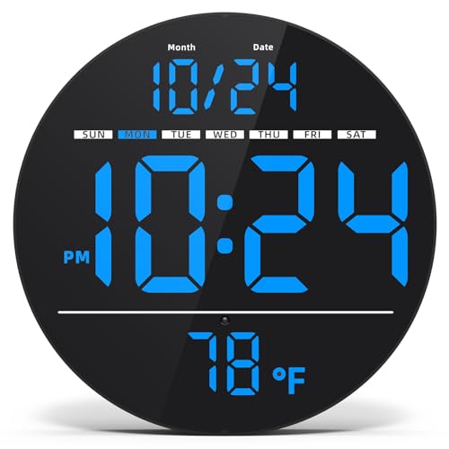 8-Inch Digital LED Wall Clock with Temperature, Date & Auto-Brightness