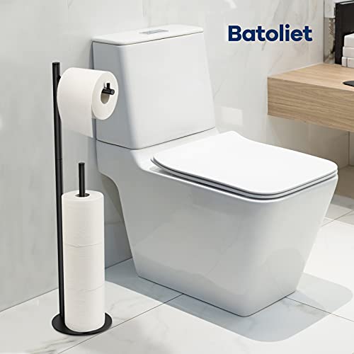 Free Standing Toilet Paper Holder Stand with Reserve Storage - Black