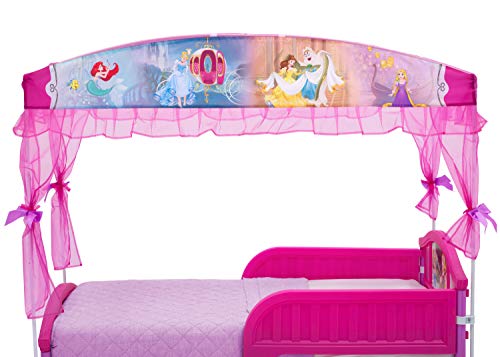 Princess Canopy Toddler Bed with Sheer Organza & Safety Guardrails