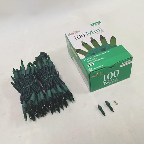 100 Count Green String Lights for Indoor & Outdoor Christmas & Holiday Decor