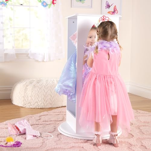Rotating Kids' Dress-Up Storage Armoire with Mirrors and Shelves