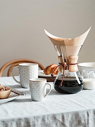 LE TAUCI 16oz Ceramic Coffee Mug Set - Embossed Arctic White, Multi-purpose Drinkware
