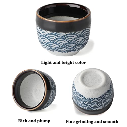 Gray Ceramic Sake Set of 7 with 1 Bottle & 6 Cups - Japanese Culture Gift
