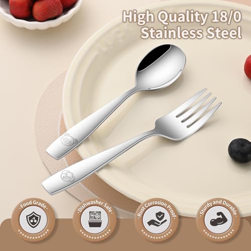 Toddler Eating Utensils Set 12-Piece Stainless Steel Forks and Spoons