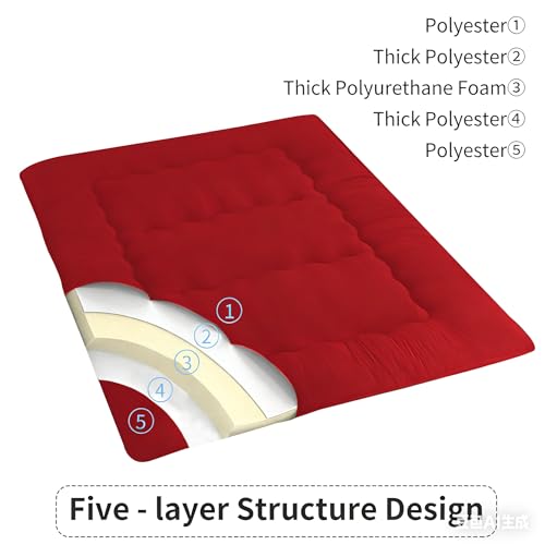 Queen Size Japanese Floor Mattress, Foldable Quilted Futon Bed