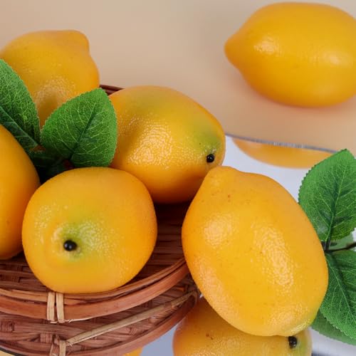8 Pcs Artificial Lemons - Realistic Faux Fruit Decoration