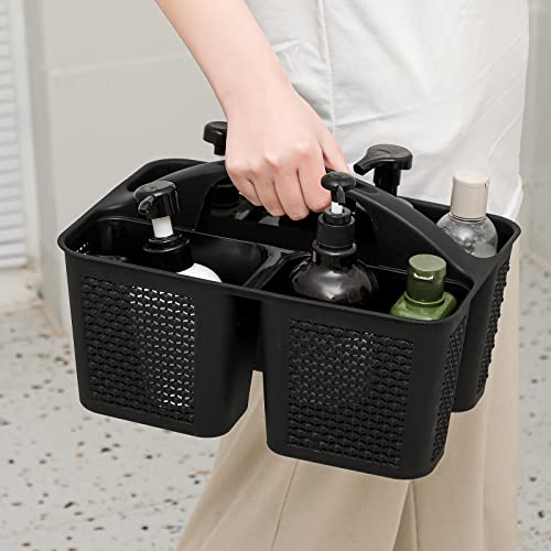 Plastic Portable Shower Caddy Basket with Handle and 3 Compartments