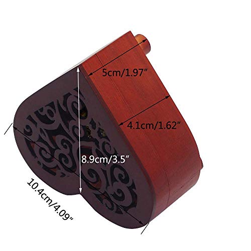 Heart Shaped Vintage Wooden Music Box - Wind Up Mechanism Musical Gift
