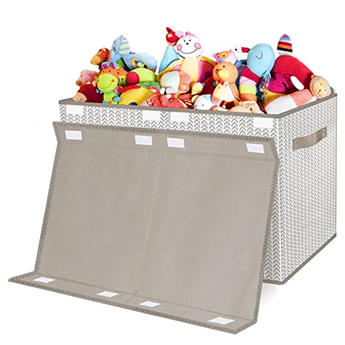 Extra Large Collapsible Toy Chest with Flip-Top Lid, Gray Tree Pattern