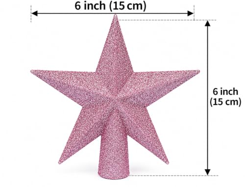 YYCRAFT 6 Inch Pink Glitter Star Tree Topper Christmas Decoration