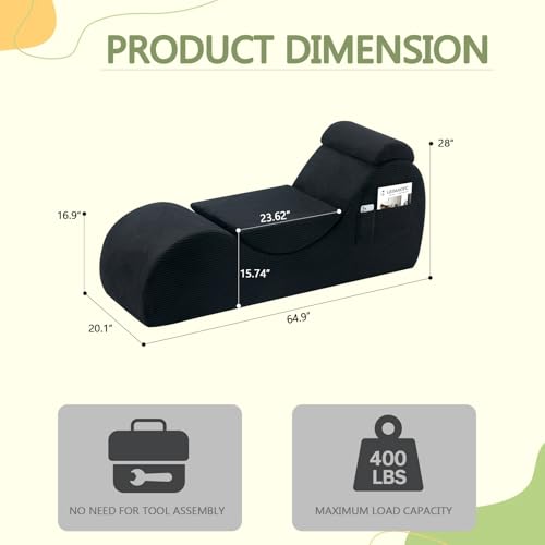 Ergonomic Yoga Chaise Lounge Chair with Headrest and Lumbar Support