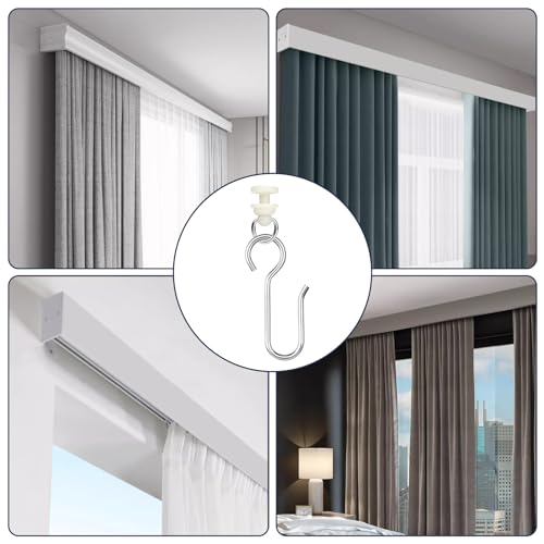 100-Piece Curtain Track Hook and Glider Set for Standard Rail Systems