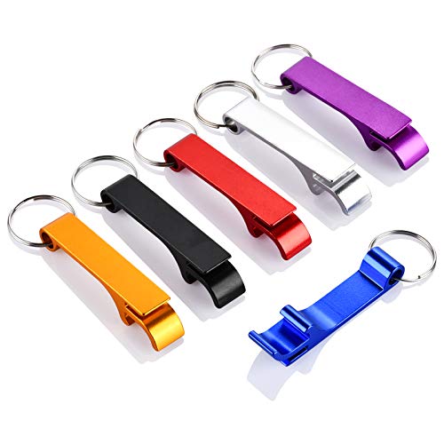 6-Pack Colorful Beer Bottle Openers with Keychains - Easy to Use & Portable