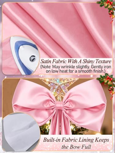 MEWTOGO Extra-Large Christmas Tree Topper Bow 10.2ft Pink - 9-12ft Tree