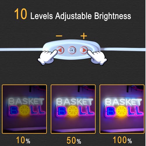Basketball LED Neon Sign - Sports Theme Wall Decor for Game Rooms & Bedrooms