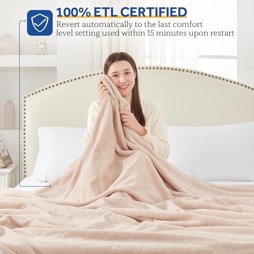 Electric Heated Blanket Twin Size with 10 Heat Levels, Auto Shutoff
