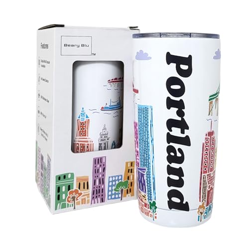 Portland City Themed 20oz Insulated Travel Mug with Lids - Stainless Steel Cup
