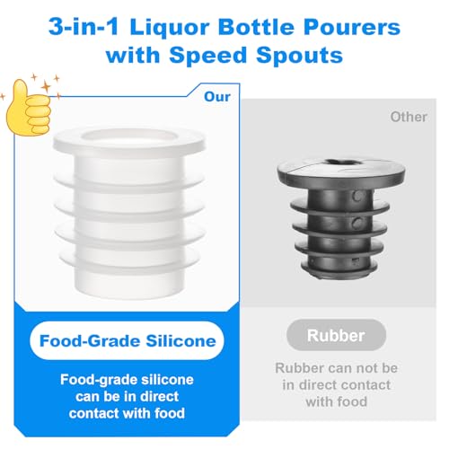 3-in-1 Liquor & Olive Oil Pour Spout Set - Silver & White, 2PCS - Lu-lupour
