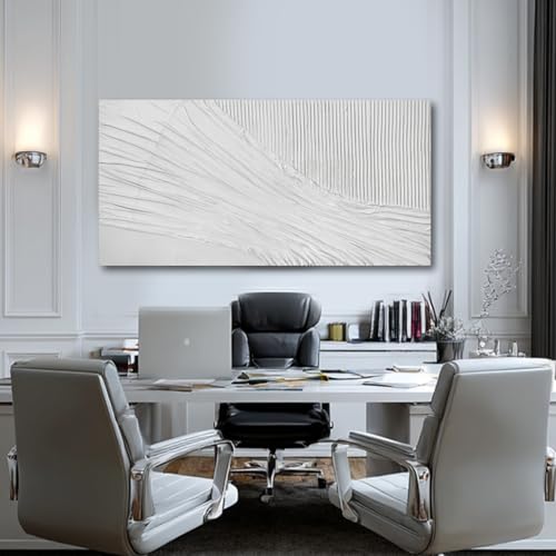 Large Abstract Wall Art 24x48 Inch, Hand Painted Textured Neutral Canvas Decor