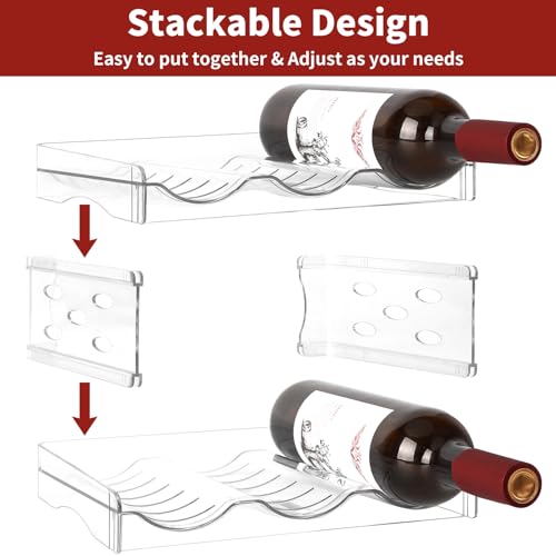 4-Tier Stackable Wine Rack and Water Bottle Organizer for Pantry Fridge