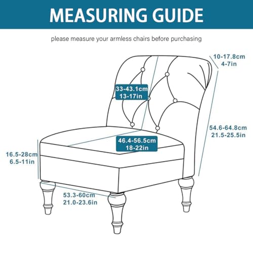 Stretch Spandex Armless Accent Chair Slipcover - Blue Leaves