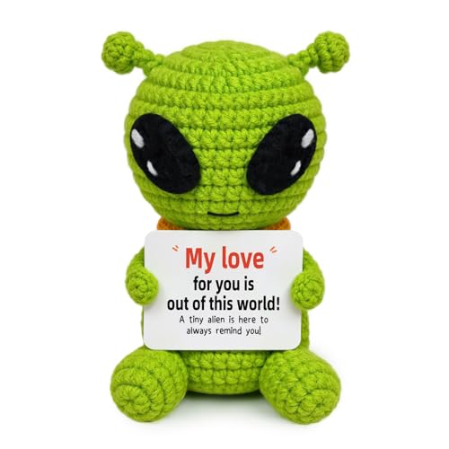 Handmade Crochet Alien Gift with Scarf - Funny Romantic Keepsake