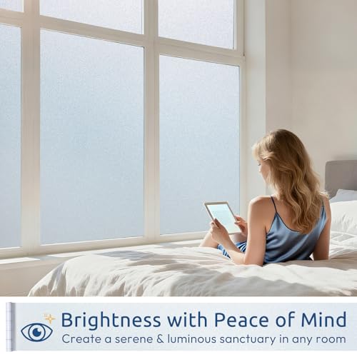 Frosted Glass Window Privacy Film - No Glue, 17.5" x 78.7"