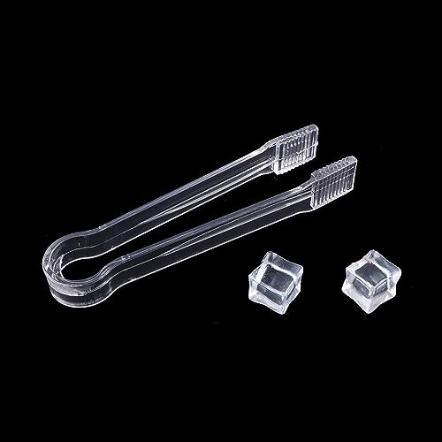 Mini Clear Plastic Ice Tongs - 3 Pack, 6.3 Inch Serving Tongs for Ice, Sugar, Desserts