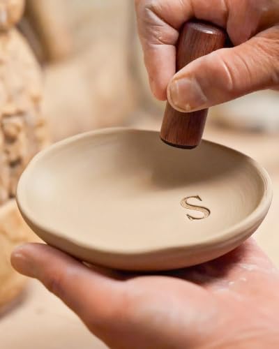 CulturaCraft Personalized Ceramic Jewelry Dish with Gold Initial - Ring & Earring Holder - Women Gift - S Variation