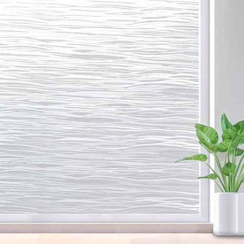 Frosted Window Film - Wave Pattern, Static Cling, 17.5" x 78.7"