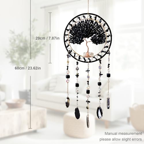 Tree of Life Dream Catcher & Crystal Sun Catcher Boho Window Hanging