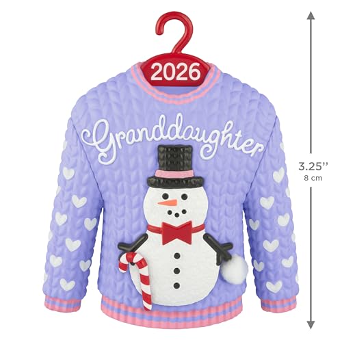 Hallmark Keepsake 2026 Granddaughter Snowman Sweater Christmas Ornament