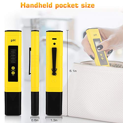 Digital pH Meter Water Tester High Accuracy Pocket Size Yellow