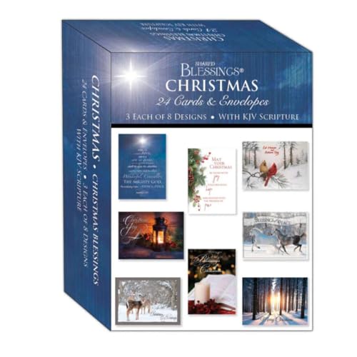 Christmas Blessings KJV Holiday Greeting Cards, 24 Count with Envelopes