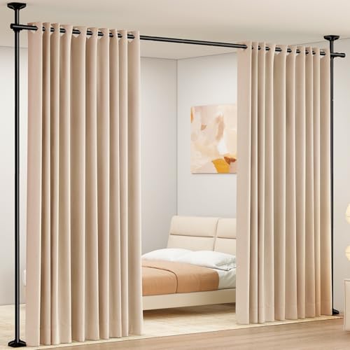 No-Drill Floor-to-Ceiling Tension Room Divider Curtain Rod, Adjustable