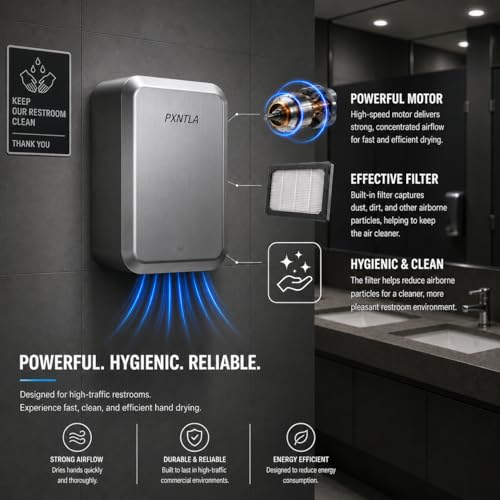 Ultra-Fast Electric Hand Dryer, 10-12s Drying, Compact 110V Wall-Mounted