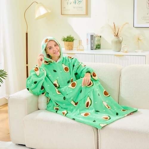 Oversized Wearable Blanket Hoodie with Sleeves and Pocket