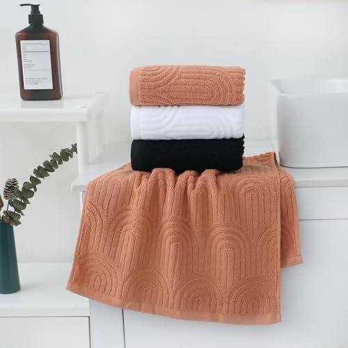 Striped 100% Cotton Hand Towel Set - Soft Absorbent Bathroom Towels (2 Pack)