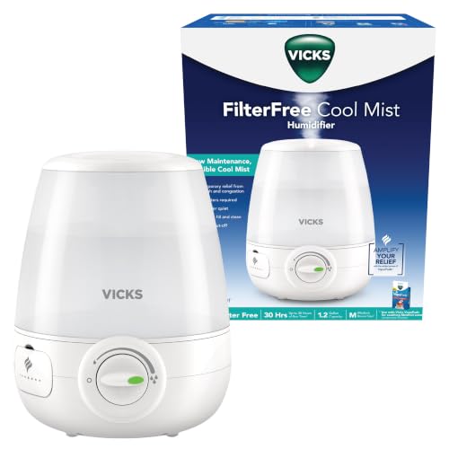 Ultrasonic Cool Mist Humidifier 1.2 Gal Filter-Free for Bedroom