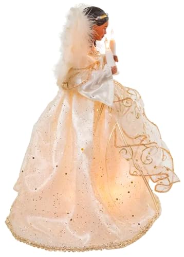 The Bridge Collection African-American Angel Tree Topper, 12" Gold Christmas