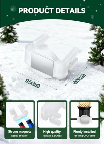 Brightown 100-Pack White Magnetic C9 Light Clips for C7/C9 String Lights (No Tools)