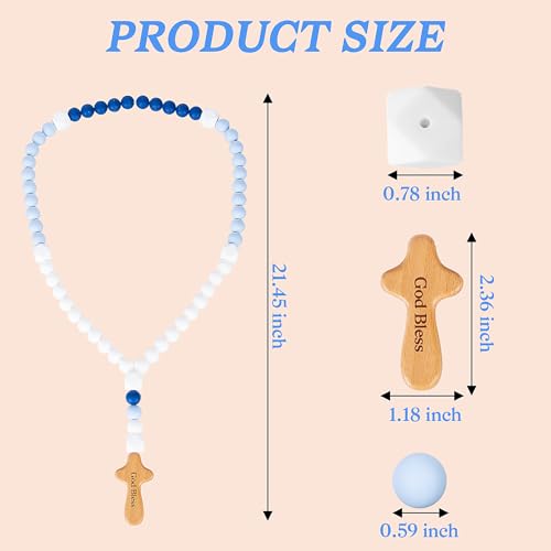 Baby Rosary with Cross - Soft Blue Catholic Baptism & First Communion Gift