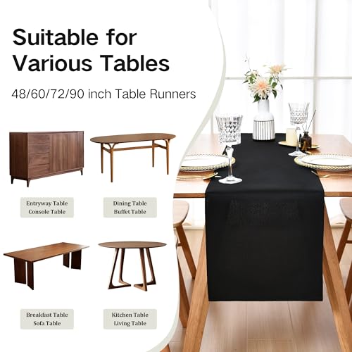Farmhouse Black Table Runner 12x48 Inch for Dining Coffee Table Decor